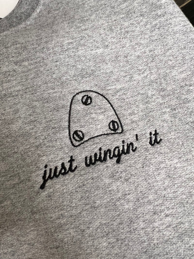 "Just Wingin' It" Embroidered Sweatshirt