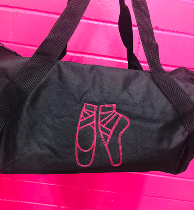Pointe Shoes Embroidered Barrel Duffel